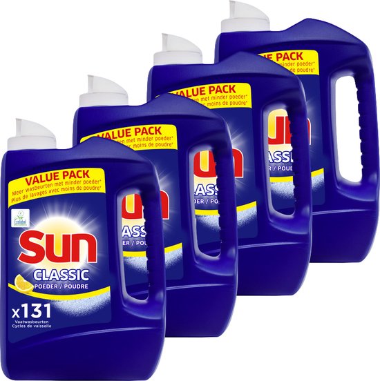 Sun - Vaatwaspoeder - Classic - Citroen - Krachtig tegen vet & vuil - 524 Vaatwasbeurten - Voordeelverpakking