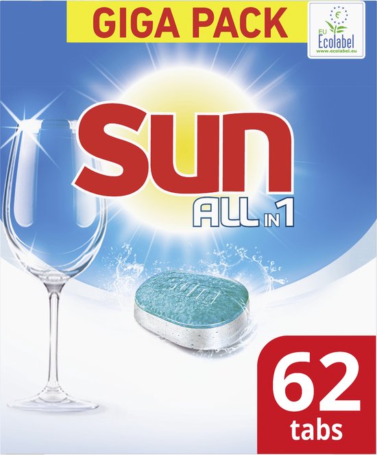 Sun All-in 1 Normaal Vaatwastabletten - 62 tabletten - Voordeelverpakking
