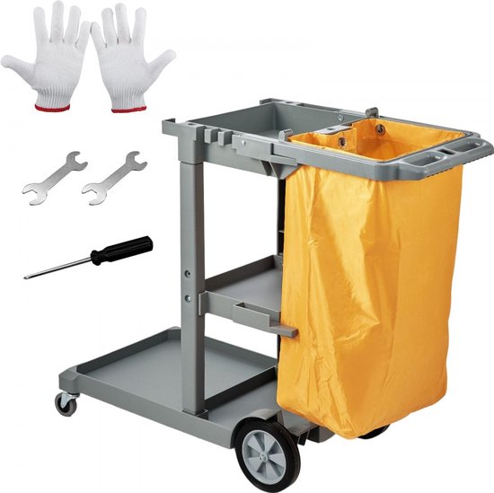 Dakta® schoonmaakwagen schoonmaakwagen professionele grijze vuilniszak hotelwagen dweilwagen