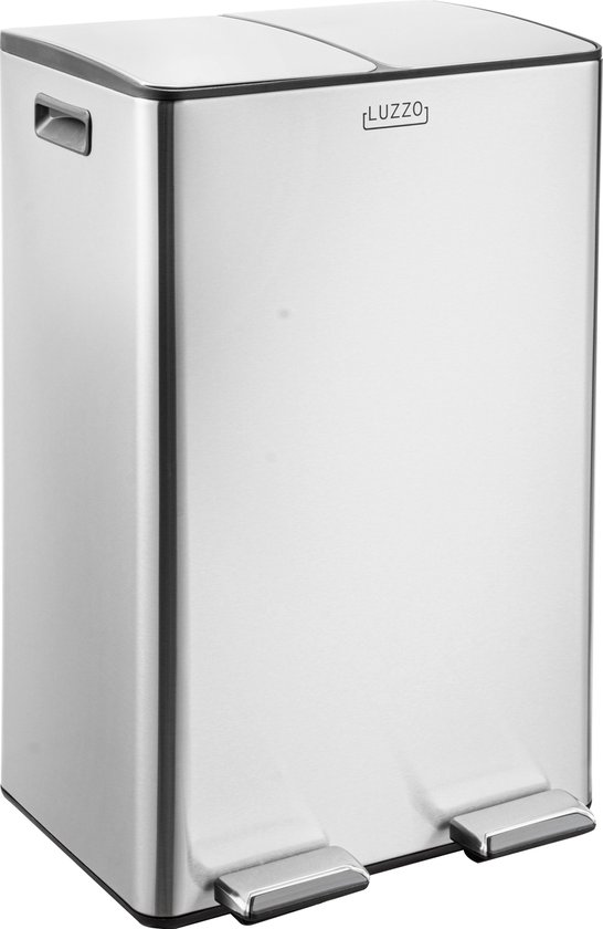 Luzzo® Florida Afvalscheidingsprullenbak Pedaalemmer 2x30 Ltr - Zilver