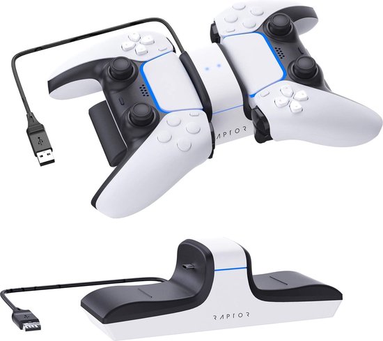 Raptor Gaming - Dubbele Oplader Wit voor PS5 DualSense Controllers