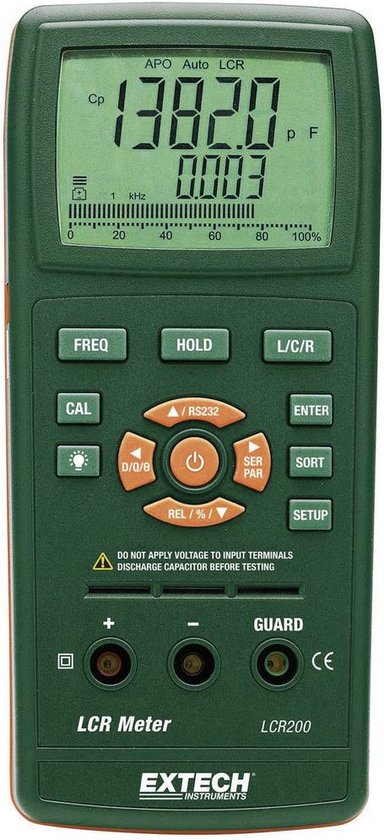 Extech LCR200 - lcr meter + Digitaal - CAT I - Weergave (counts): 20000
