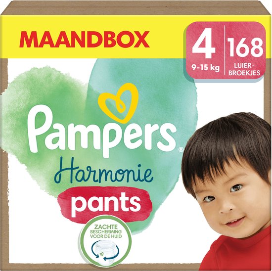 Pampers Harmonie Pants Maat 4 - 168 Luierbroekjes - 9kg tot 15kg - Maandbox