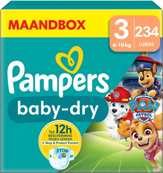 Pampers Baby-Dry Paw Patrol - maat 3 (6-10kg) - 234 Luiers - Maandbox