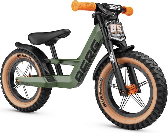 BERG Biky Trail Loopfiets - Magnesium frame - Incl. Handrem - Verstelbaar zadel - 2 tot 5 jaar - Groen/Oranje