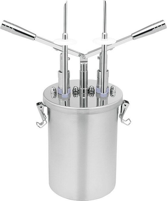 Heveldispenser Met Dubbele Naald Spuitmond En Ronde 6 Liter RVS Container, Gastro-Inox 503.164