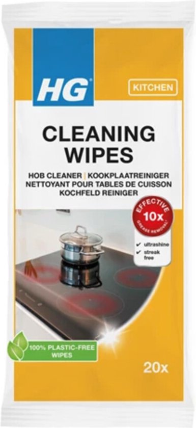 HG kookplaat wipes - 20 stuks - 10 keer effectiever tegen vet en vuil dan gewone wipes