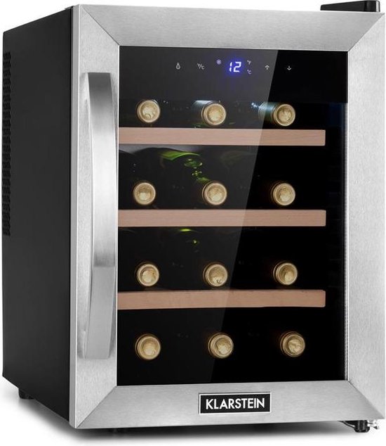 Klarstein Reserva 12 Uno wijnkoelkast 31 liter / 12 flessen - Temperatuurbereik: 11 tot 18°C - 26 dB - Een koelzone