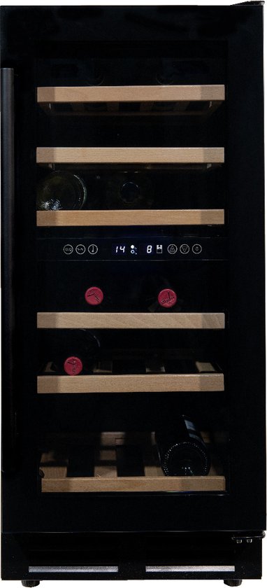 Vinata Premium Wijnklimaatkast Martino - Vrijstaand en Onderbouw - Zwart - 32 flessen - 84.6 x 38 x 58.5 cm - Glazen deur