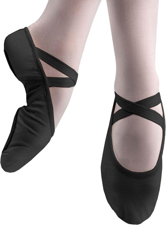 Balletschoenen met Splitzool | van STRETCH canvas in Zwart | Maat 37