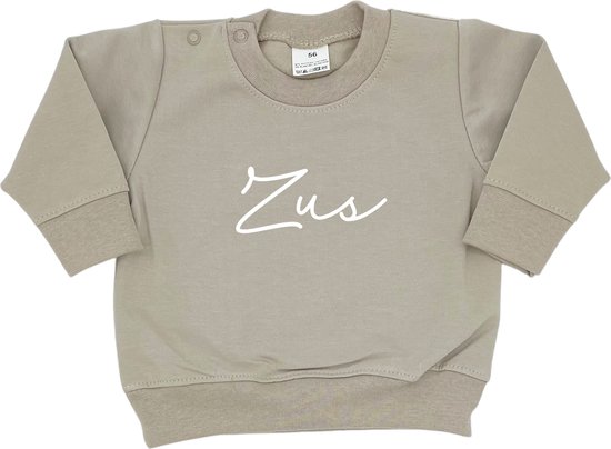 Sweater voor kind - Zus - Maat 86 - Cremekleur - Ik word grote zus - Zwanger - Geboorte - Gezinsuitbreiding - Aankondiging - Cadeau