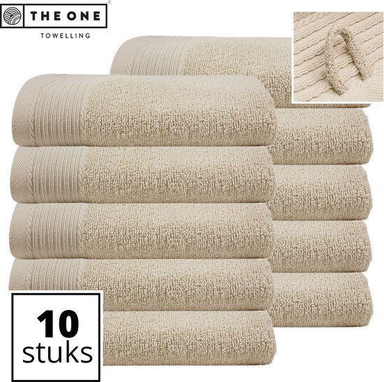 The One Towelling Classic Handdoeken - Voordeelverpakking - Hoge vochtopname - 100% Gekamd katoen - 50 x 100 cm - Beige - 10 Stuks