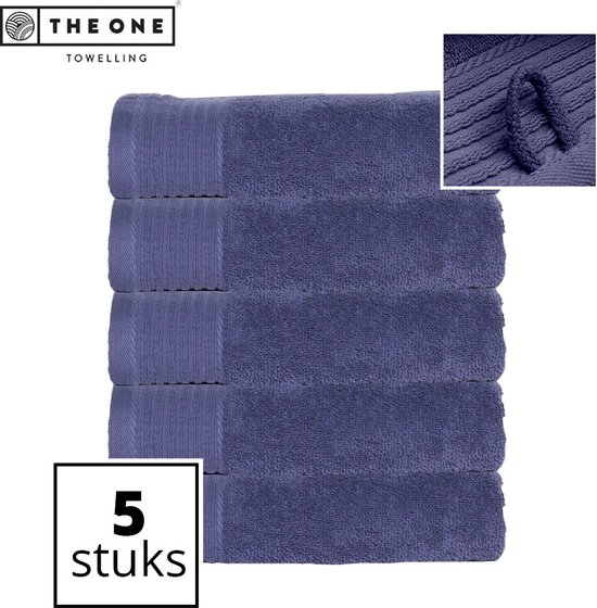 The One Towelling Classic Handdoeken - Voordeelverpakking - Hoge vochtopname - 100% Gekamd katoen - 50 x 100 cm - Denim - 5 Stuks
