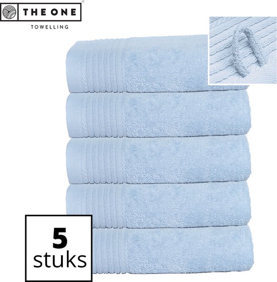 The One Towelling Classic Handdoeken - Voordeelverpakking - Hoge vochtopname - 100% Gekamd katoen - 50 x 100 cm - Lichtblauw - 5 Stuks