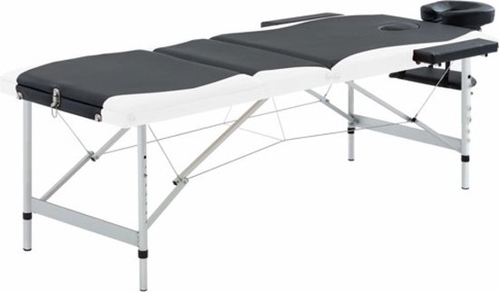 vidaXL-Massagetafel-inklapbaar-3-zones-aluminium-zwart-en-wit