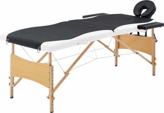 vidaXL-Massagetafel-inklapbaar-2-zones-hout-zwart-en-wit