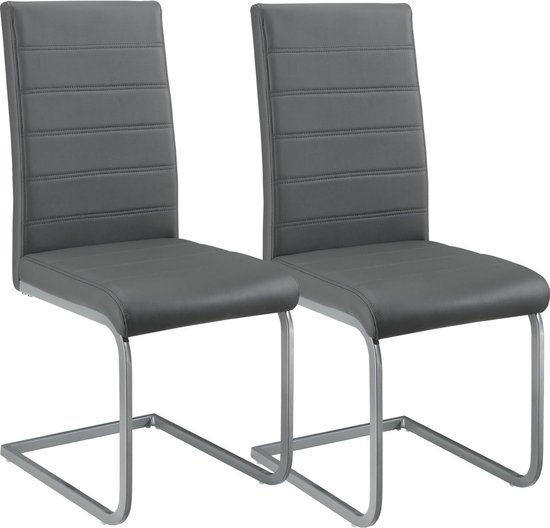 2 Eetkamerstoelen / stoel - Vegas - Kunstleer - Grijs