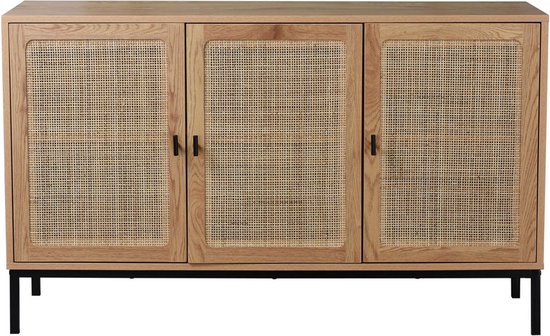 CALICOSY - Buffetkast met 3-deurs met rotan webbing - L120 x H72 cm - JAYA