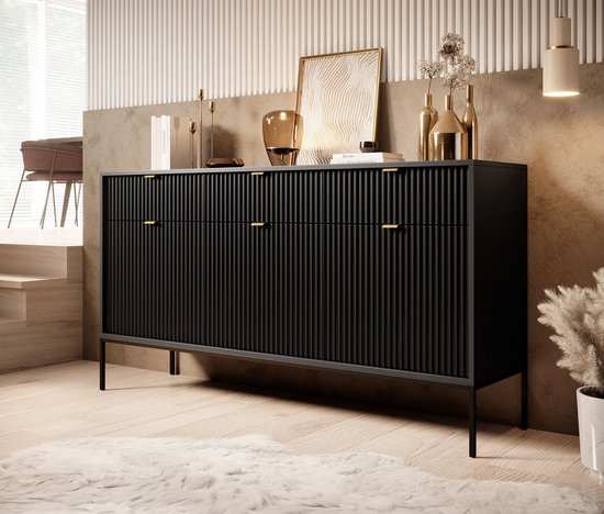 Meubella - Dressoir Navil - Zwart - 154 cm