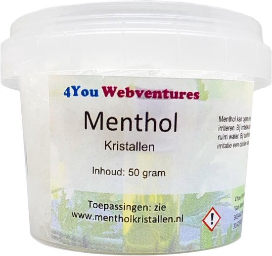 Pure menthol kristallen per kilogram in geschenk verpakking (20 luxe cups) - sauna - smaakstof - e-liquids - verkoudheid - geur - verdampen - DIY persoonlijke verzorgingsproducten - kilo - 1000 gram