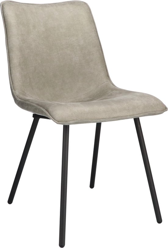 Woonexpress Stoel Hemert - Leer - Grijs - 48x88x62 cm (BxHxD)