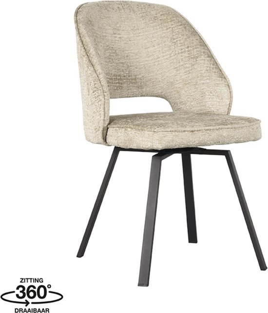 LABEL51 Lewis Eetkamerstoel - Crème - Fluweel