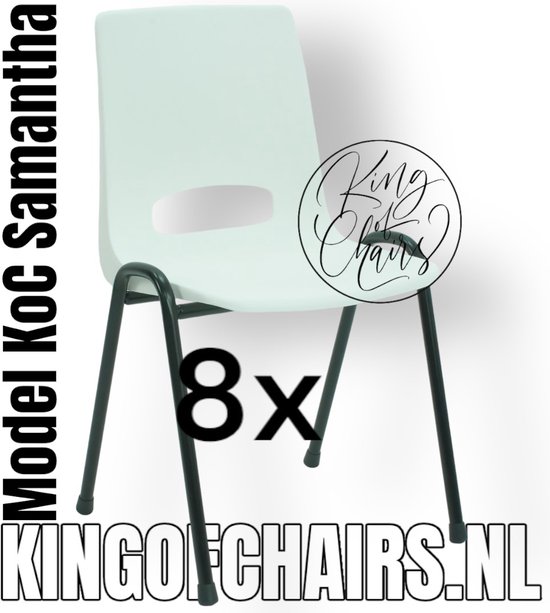 King of Chairs -Set van 8- Model KoC Samantha wit met zwart onderstel. Stapelstoel kuipstoel vergaderstoel tuinstoel kantine stoel stapel stoel kantinestoelen stapelstoelen kuipstoelen arenastoel De Valk 3320 bistrostoel schoolstoel bezoekersstoel