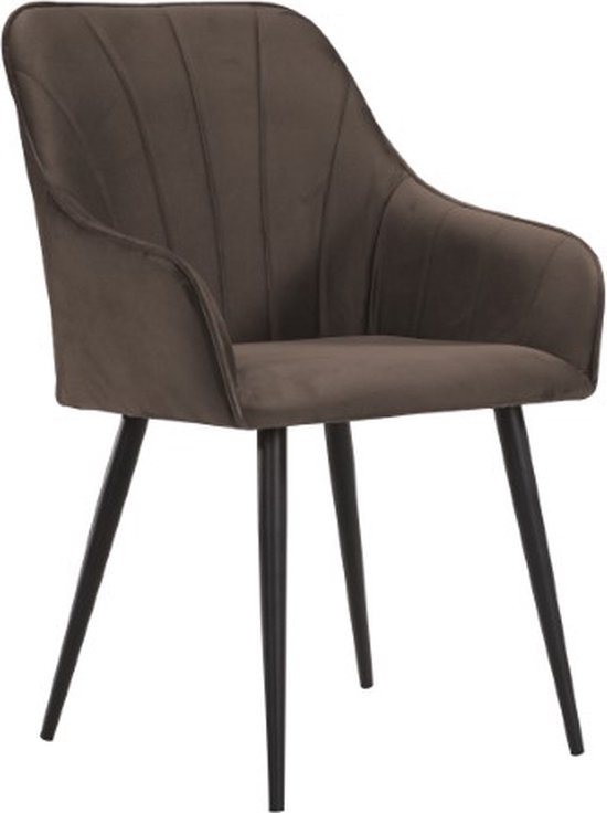 Soof&Tess - Set van 2 - Ferrara Eetkamerstoel - Bruin - Fluweel - Velvet - Industrieel - Met armleuning - Easy Clean Stoffen - Hoge Kwaliteit