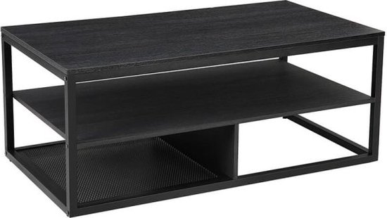 Rechthoekige Salontafel Zwart 100X60X45Cm - Staal Spaanplaat