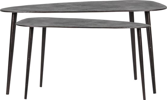 BePureHome Triangle Bijzettafel - Metaal - Zwart Nikkel - Set van 2