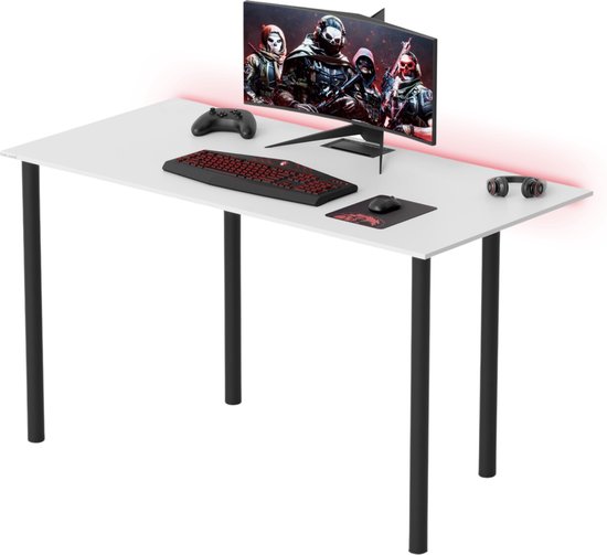 GAME HERO® Saint Gaming Bureau - Met LED Verlichting - 132 x 65 cm - Wit