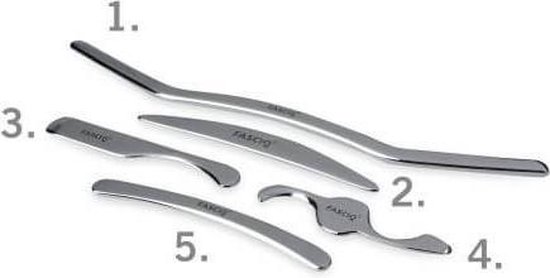 FASCIQ® Set small – 5 lichte IASTM Tools. Instrument voor fasciebehandeling en bindweefselmassage