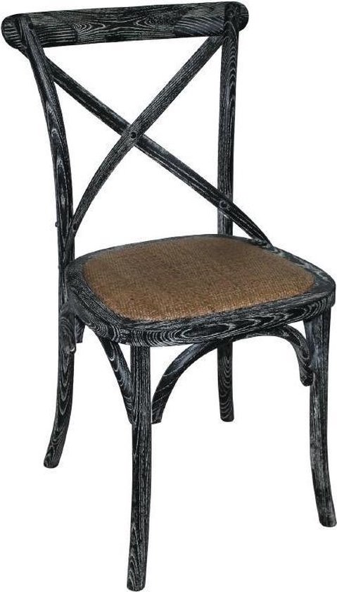 Bolero houten stoelen met gekruiste rugleuning black wash (2 stuks)