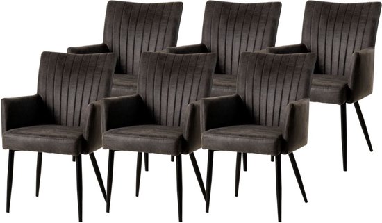 WAYS. – Sfeervolle Kunstleren eetkamerstoelen – Mouse – Houten poten – Klassiek design – 6 stuks