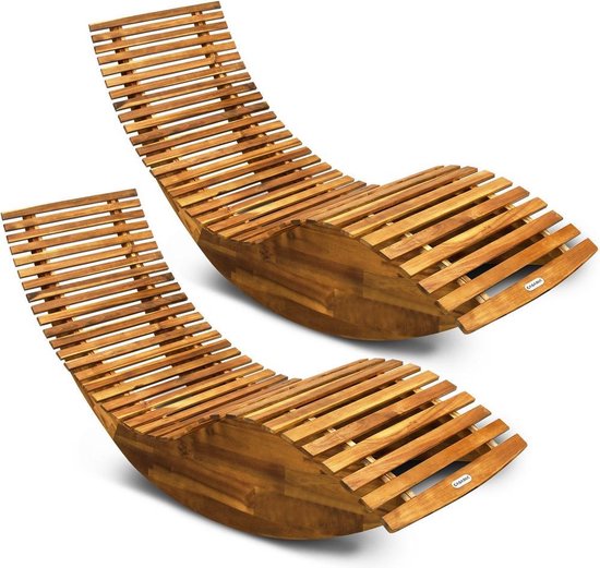 Casaria Ligstoel - 2 Stuks FSC®-gecertificeerd Acacia Hout – Bruin