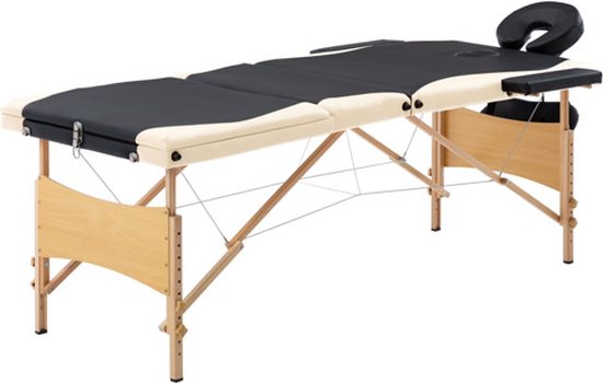 vidaXL-Massagetafel-inklapbaar-3-zones-hout-zwart-en-beige
