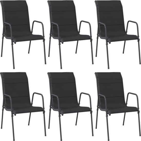 vidaXL-Tuinstoelen-6-st-staal-en-textileen-zwart