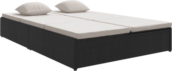 vidaXL-Ligbed-met-kussens-converteerbaar-poly-rattan-zwart