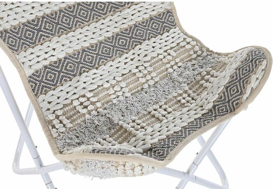 Trädgårdsstol DKD Home Decor Grijs Katoen Wit Ijzer (74 x 65 x 90 cm)