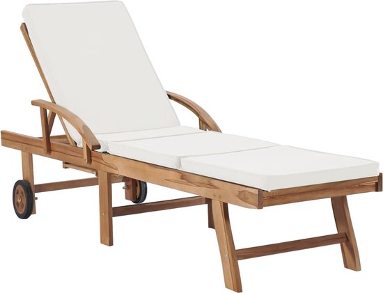 vidaXL-Ligbed-met-kussen-massief-teakhout-groen