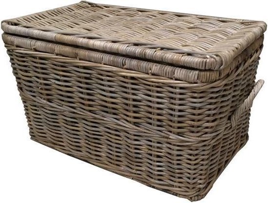 Rieten Mand Deksel - 76x46xH43 cm