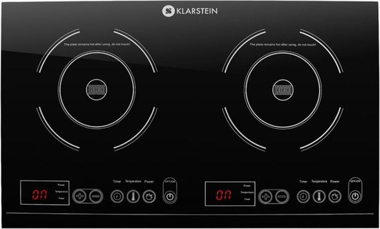 Klarstein Varicook XL - Dubbele Inductiekookplaat - 3100W - Timer - Tussen de 6 en 240° C - Touch Bedieningspaneel - Naadloos Glazen Oppervlak - Effectieve Reiniging - Ingetogen, Trendy Blikvanger - 10 Vermogensniveau - Zilver