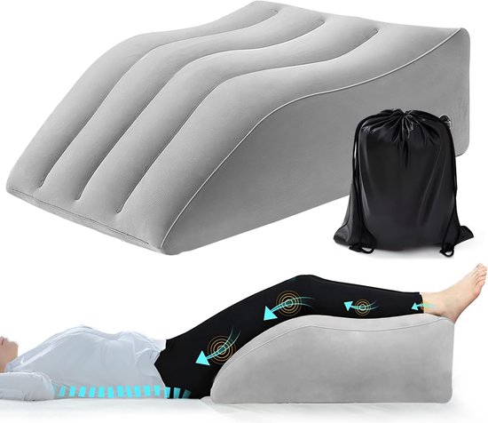Aderkussen, beenverhogingskussen, opblaasbaar beenkussen, hoge positionering, comfortabel wigkussen voor slapen, verbetering van de bloedcirculatie en vermindering van zwelling, verbetering van de slaapkwaliteit