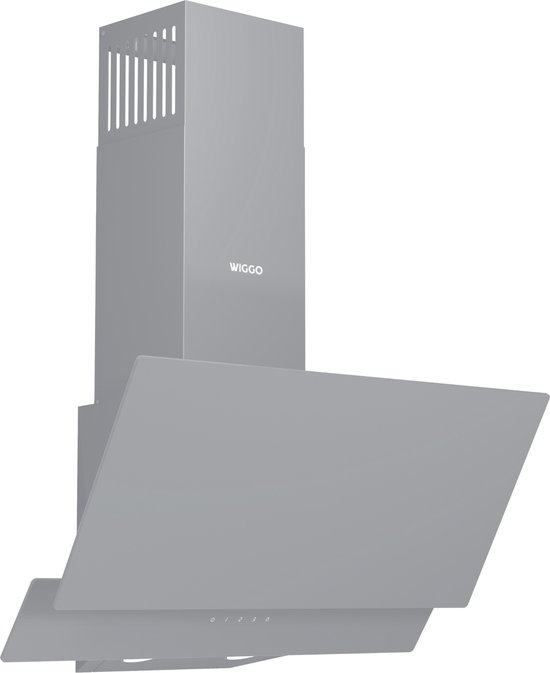 Wiggo WE-A642G(G) - Schuine afzuigkap - 60 cm - 626 m³/h - 4 standen - Energieklasse A - Grijs - Glas - Koolstoffilters meegeleverd