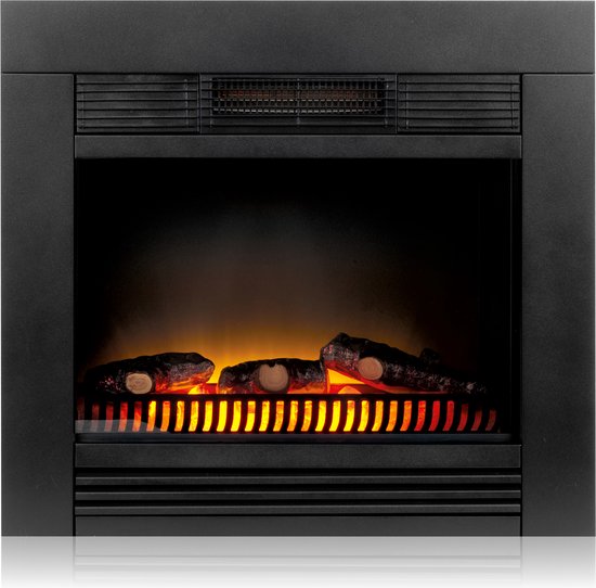 Classic Fire Elektrische Sfeerhaard Chicago - Kachel 1800W - Haard met Schouw - LED Vlammen - Zwart