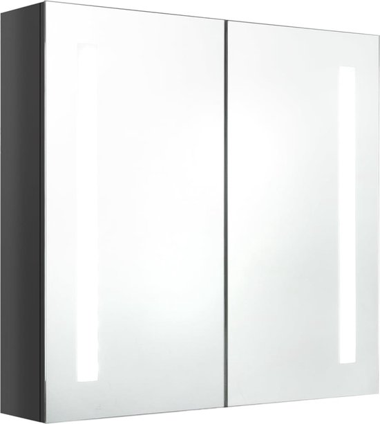 vidaXL-Badkamerkast-met-spiegel-en-LED-62x14x60-cm-glanzend-grijs