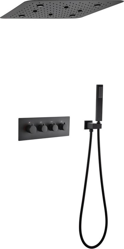 Mawialux thermostatisch inbouw regendoucheset - LED verlichting - Vierkant - Okapi Mat Zwart