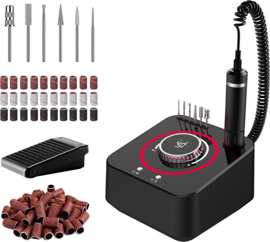 Nagelfrees - Elektrische nagelvijl - 40.000 RPM - Zwart – Schuurrolletjes en Nagelvijl Bitjes - Manicure Set