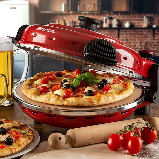 Pizza Oven Klein - Pizza in 4 Minuten - Pizzaoven - 400 Graden - Bakken in 4 inch - Rood 919, 34 x 30 x 19 cm
