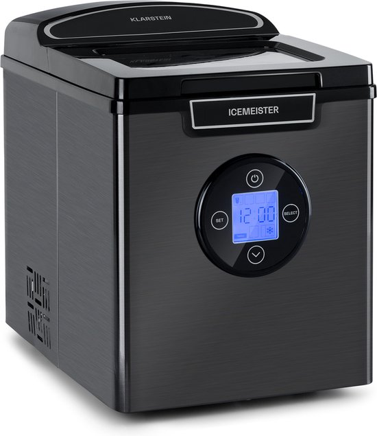 Klarstein Icemeister 2G Ijsblokjesmaker - ijsblokjesmachine 12kg/24h - watertank 1,8 liter - 3 formaten ijsklontjes - LC-display - roestvrij staal